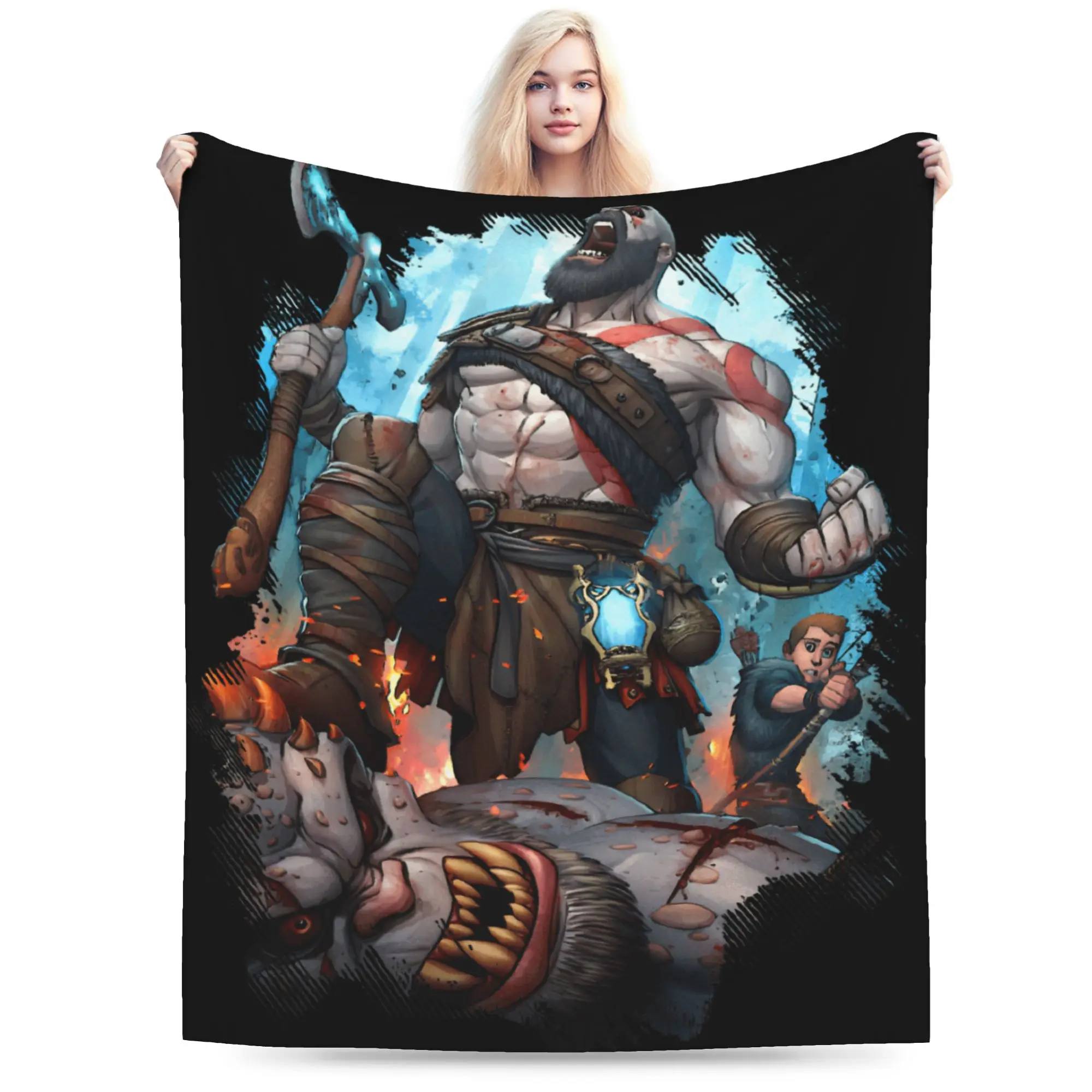 

God of War Plush Blanket Kids Adult Game Flannel Throw Blanket For Couch Chair Sofa Bed Warm Soft Custom Quality Bedspread