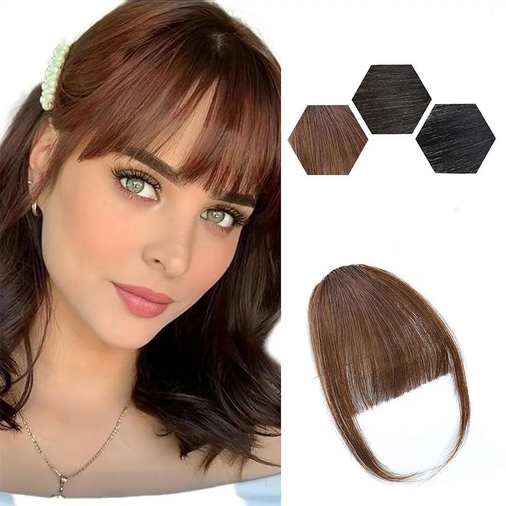 

Синтетическая воздушная челка, заколка для наращивания волос, нагрев, искусственная бахрома, натуральный накладной шиньон для женщин и девочек, заколка для челки