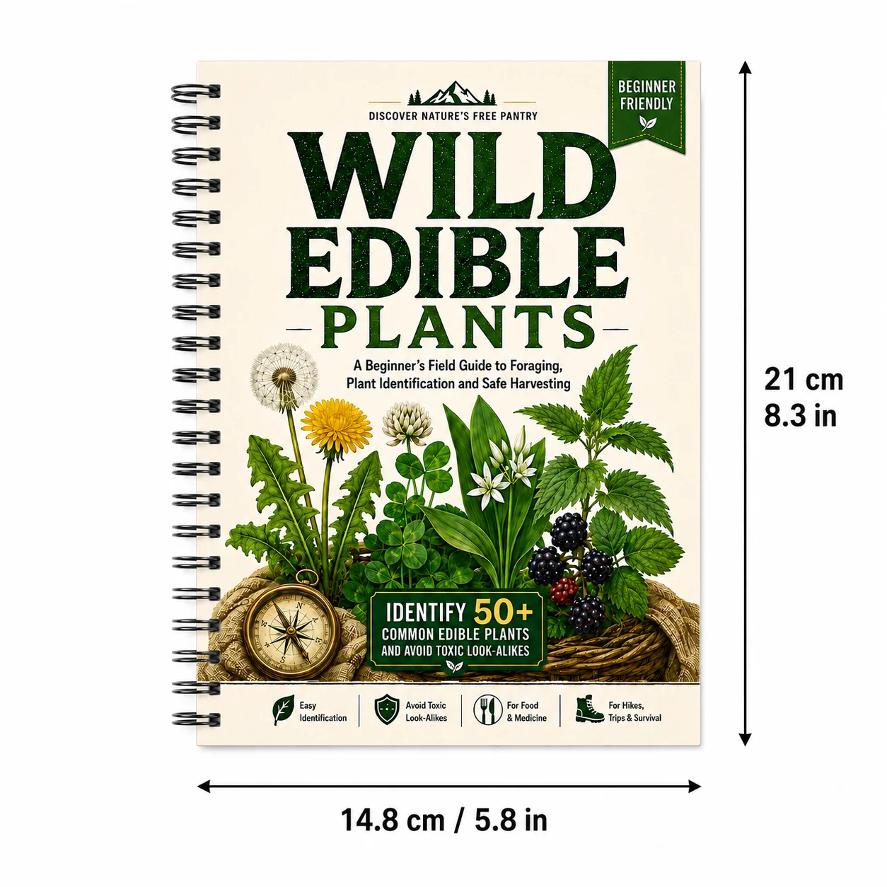 Beginner Foraging Guide Book: Wild Edible Plants Field Handbook - Identify & Safely Harvest Edible Plants - Reference Book