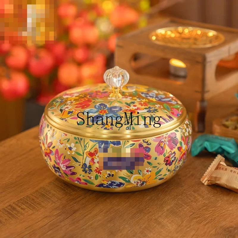 

FG brass dried fruit plate living room ornament coffee table light luxury high-end melon seeds snack candy jar