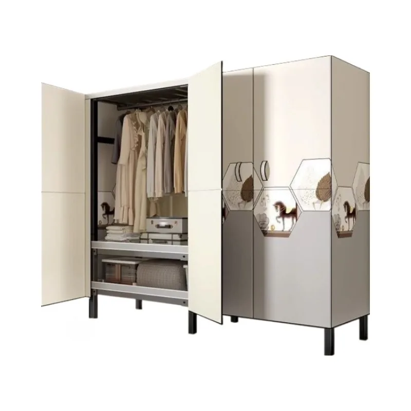 Open door type installation-free simple wardrobe bold and strong bedroom rental house home assembly modern storage cabinet
