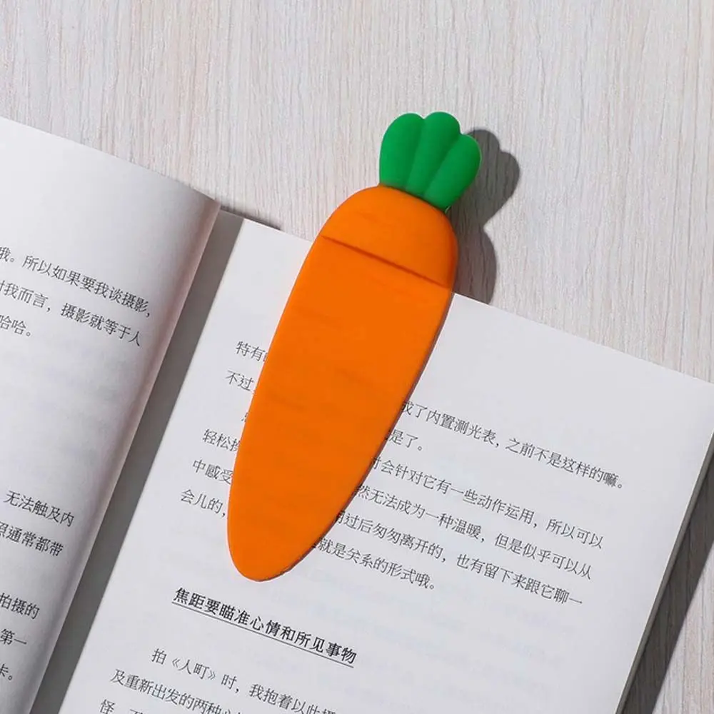 Kawaii Cute Gift Children DIY Silicone Carrot Bookmark School Supplies Office Stationery 3D Stereo Book Marks