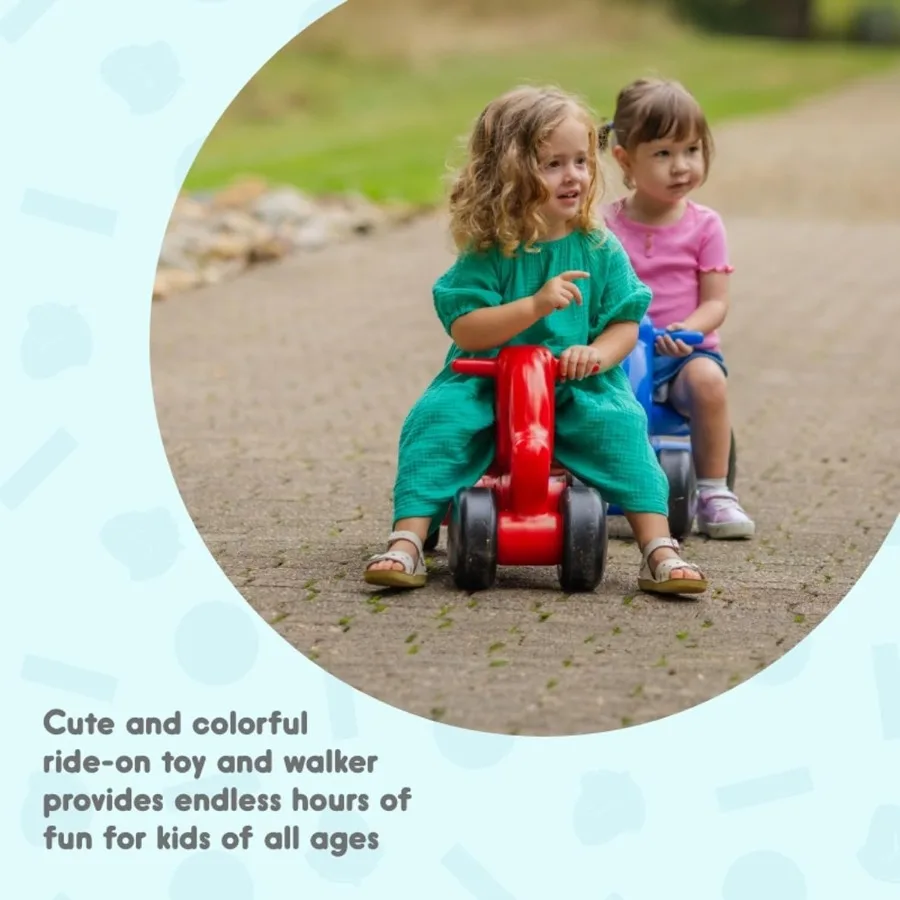 Giocattolo push & ride-on scoiattolo 2 in 1, uso interno ed esterno, sedile a basso profilo, consigliato per bambini fino a 50 libbre, Constr durevole