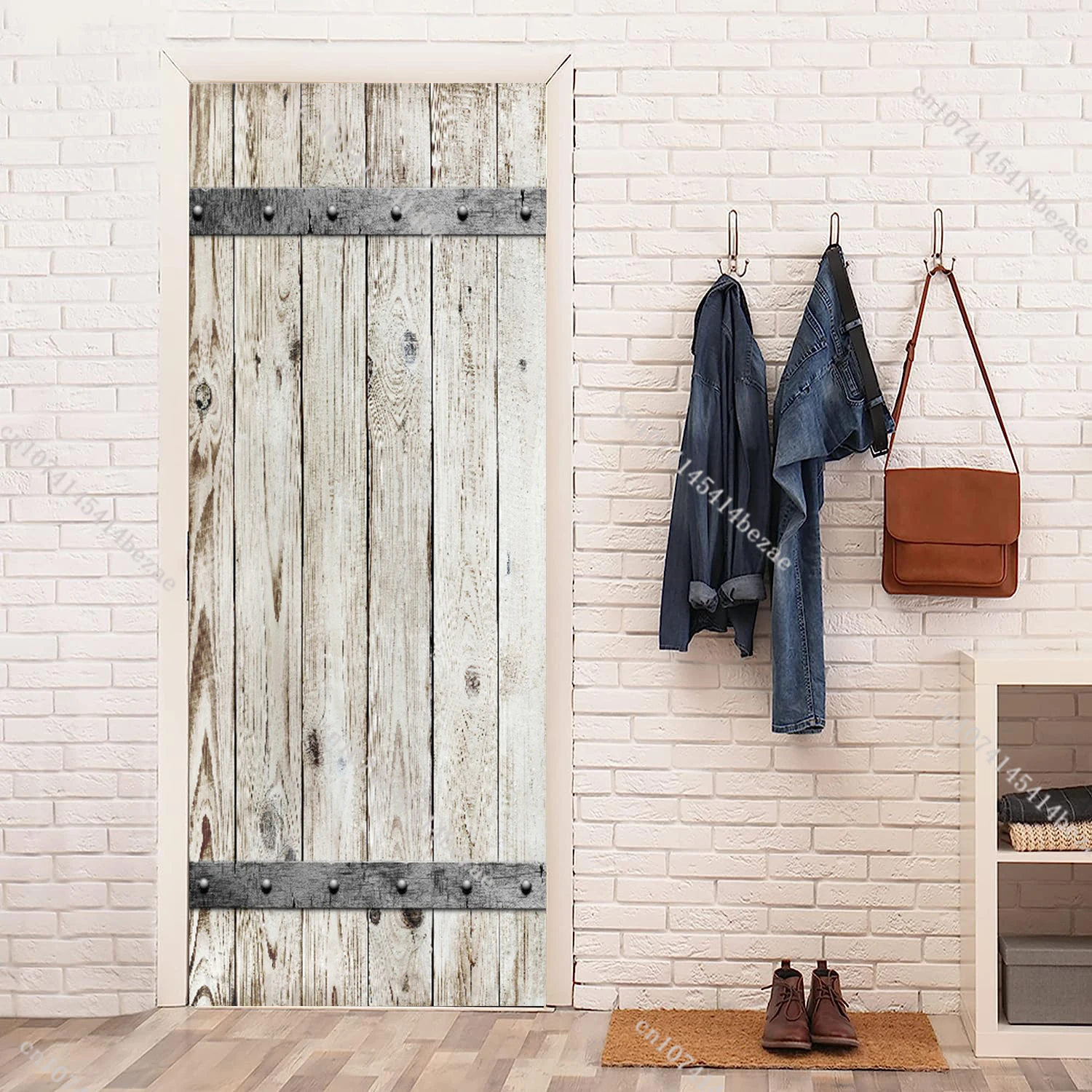 3D Retro Simulation Wooden Door Sticker Old Door Renovation Sticker Vinyl Waterproof Cabinet Decoration Sticker