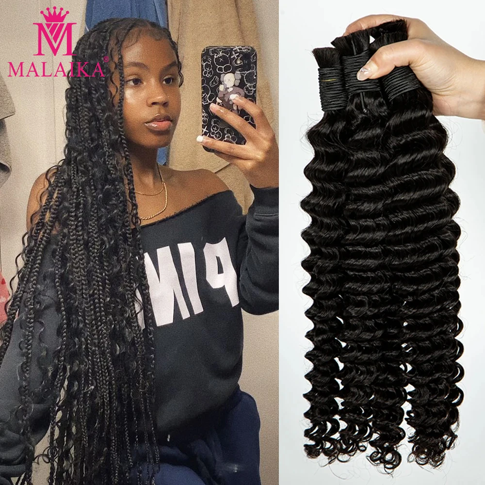 Bundle Bulk 100% Human Hair Braiding Hair Unprocessed Brazilian Virgin Hair Deep Wave 600g Human Hair for Micro braiding No Weft