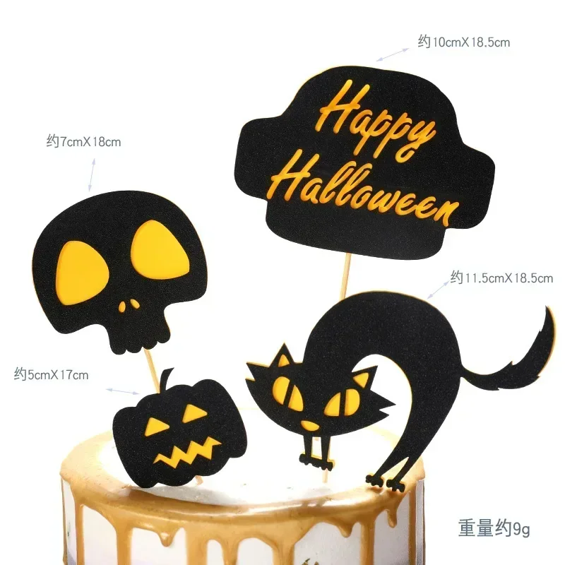 Halloween Cake Toppers DIY Cupcake Topper Castle Ghost Witch Vampire Pumpkin Cake Flags Kids Birthday Wedding Party Baking Decor view 6