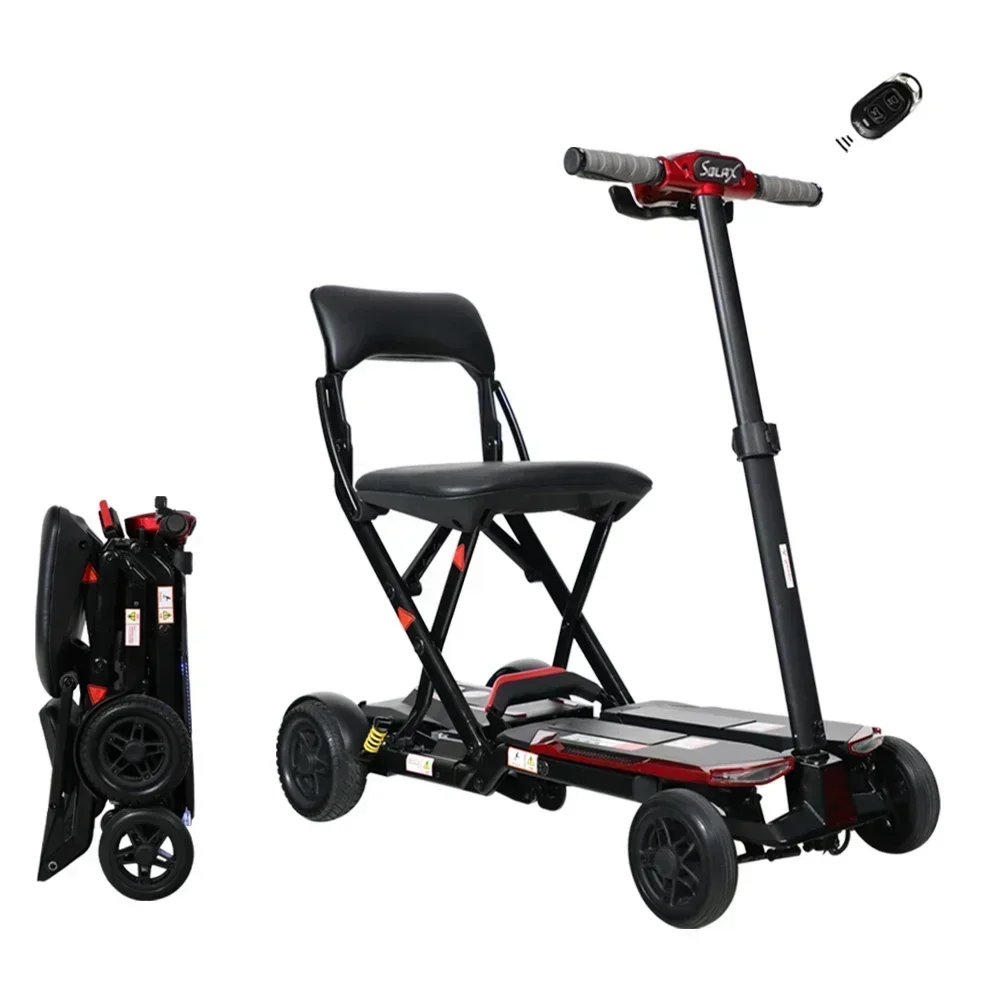

SOLAX 4-Wheel Remote Folding Mobility Scooter for Adults and Seniors, super lightweight and compact plus NFC Electric Foldable Mobility Scooter With Suspenion capacity.