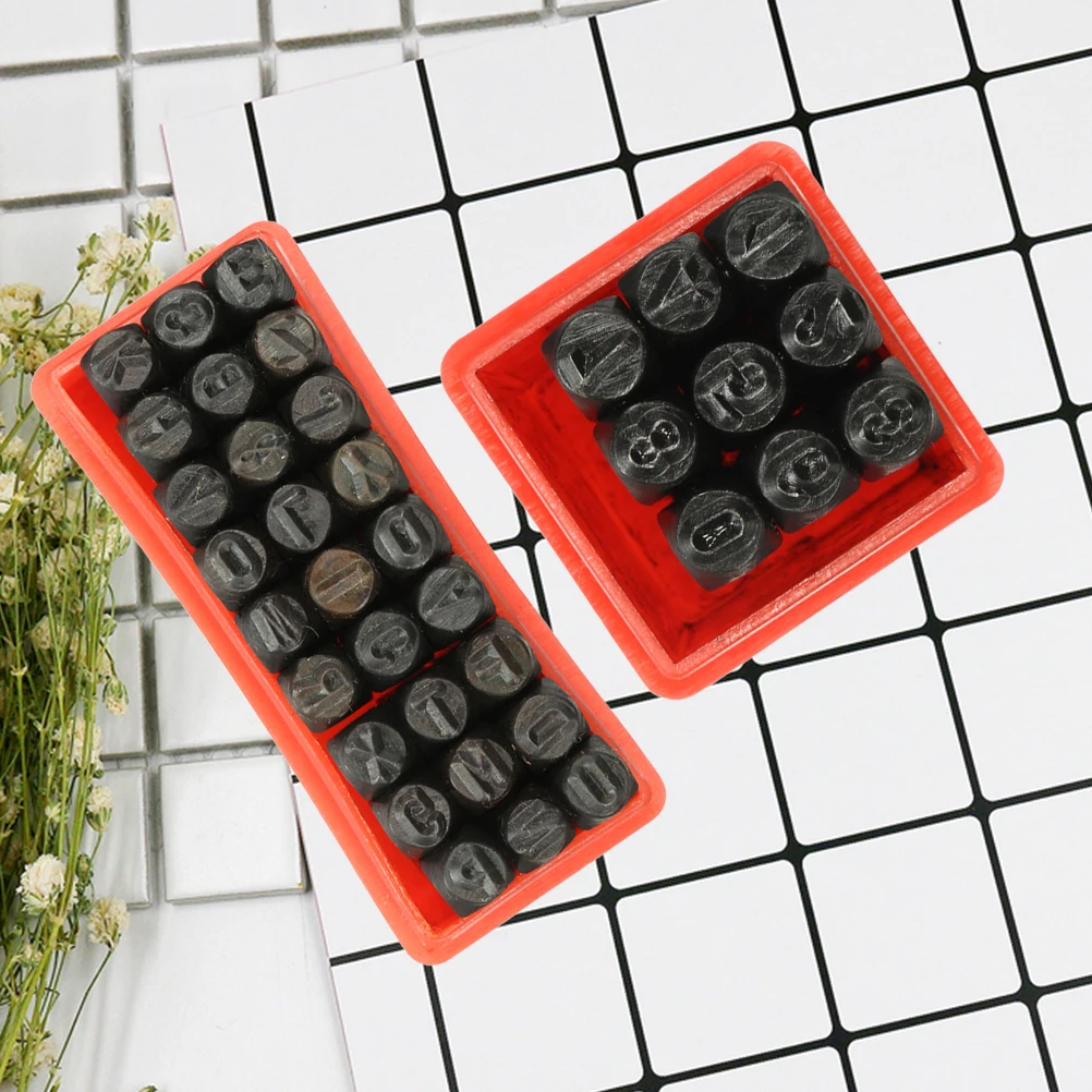 

36pcs 3mm Stamps Letters Alphabet Numbers Punch Set Wood Steel Punch Tool Craft Stamp (27 Letters and 9 Numbers)