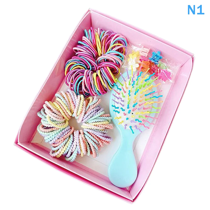 Colorful Hair Accessories Set For Children With Comb Rope Side Clip For School Kids Theme Event Dressingup Hair For Todd