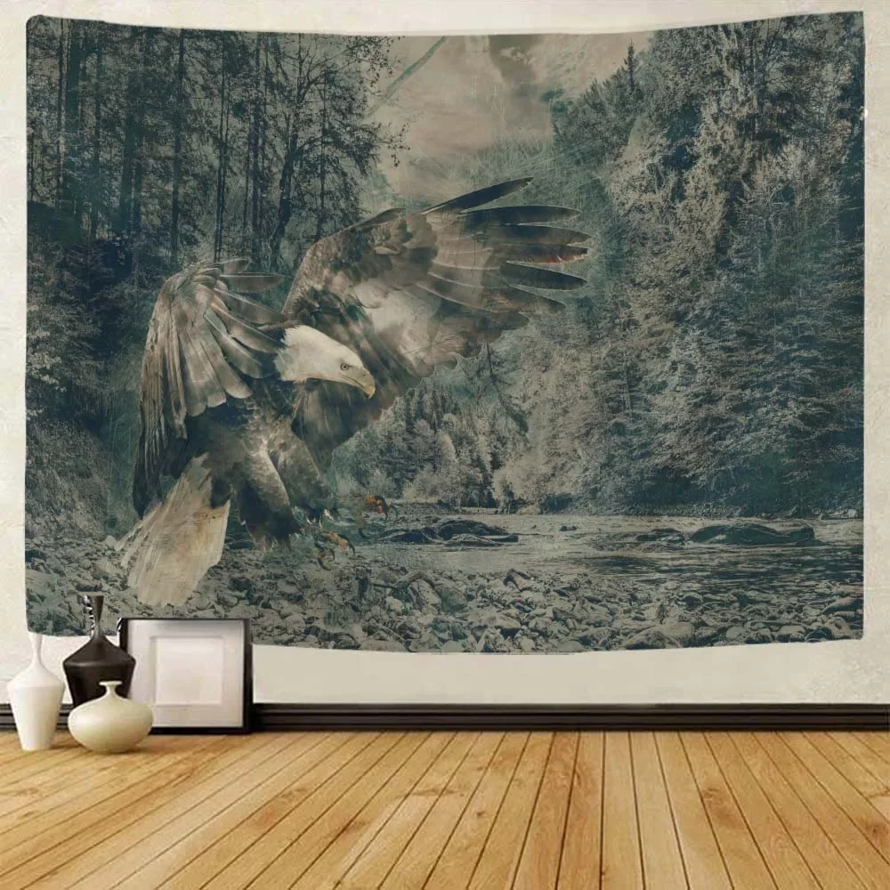 Flying Eagle Tapestry Sky Landscape Wall Hanging Beach Mat Travel Mattress Small Fresh Boho Home Decor Room Wall Decoration