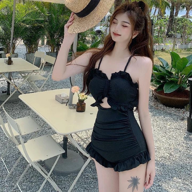 Women Bikinis Set Summer Sexy Black Beach Style Holiday Slim Swimwear Sunscreen Bathing Suit Seductive Ulzzang New 2024 Trendy