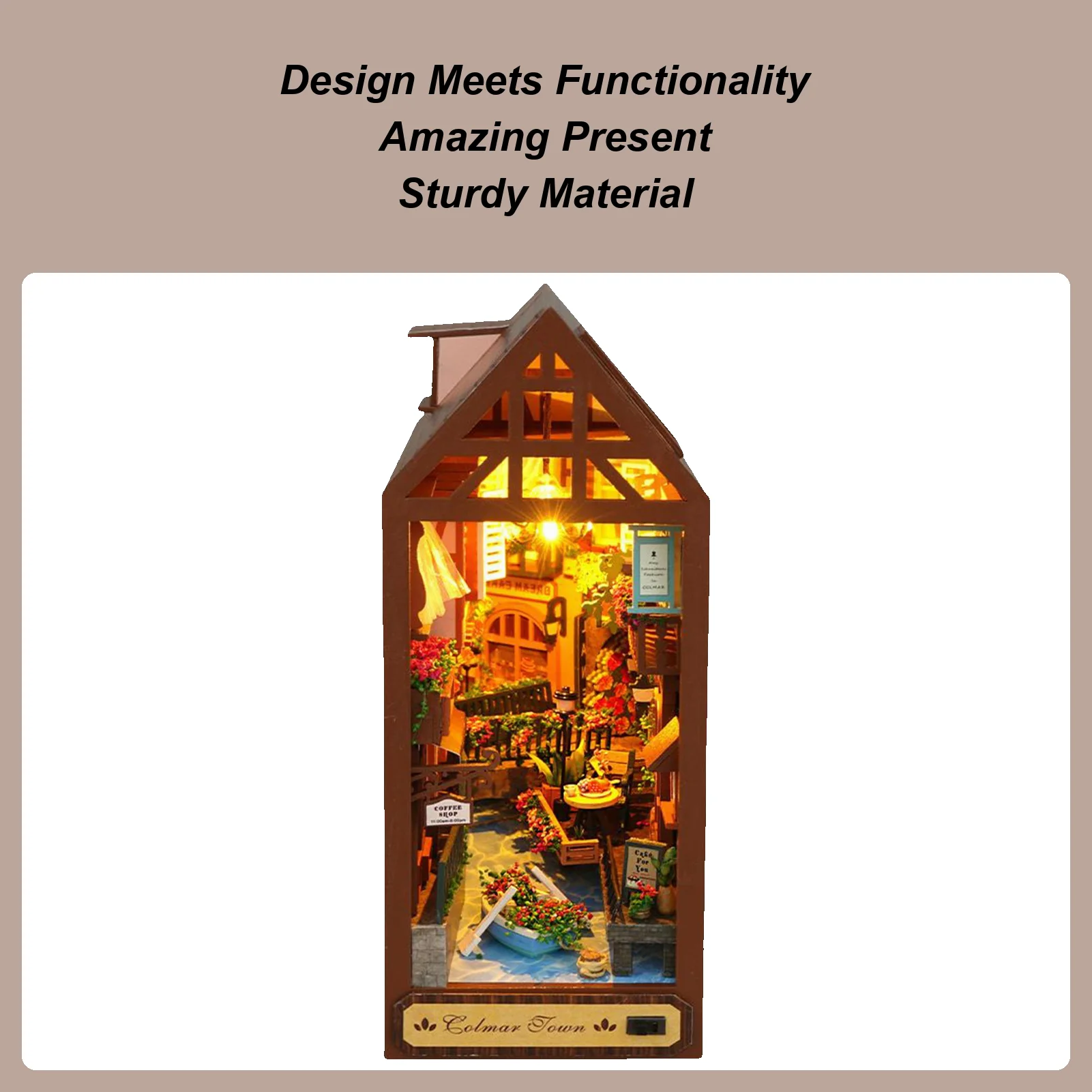 

Book Nook 3D Wooden Puzzle Book Nook LED House Model for Kids Adults Bedroom Classroom Library Nursery Playroom Halloween