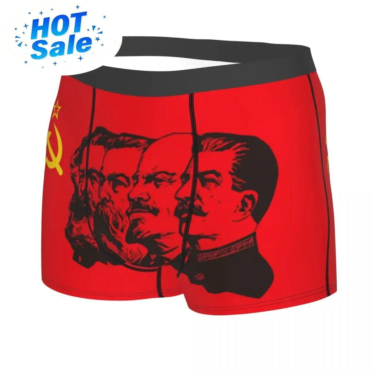 Custom Communist Flag Marx Lenin And Stalin Underwear Male Sexy CCCP USSR Communism Boxer Briefs Shorts Panties Soft Underpants