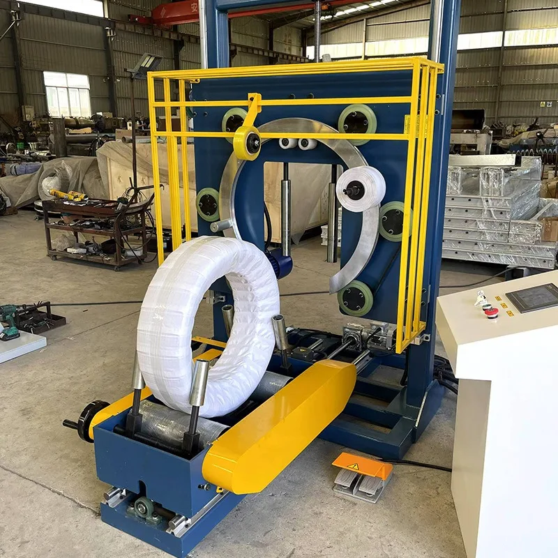 Ring winding machine, packaging machine, pipe wrapping film, dustproof and moisture-proof, automatic horizontal wrapping film
