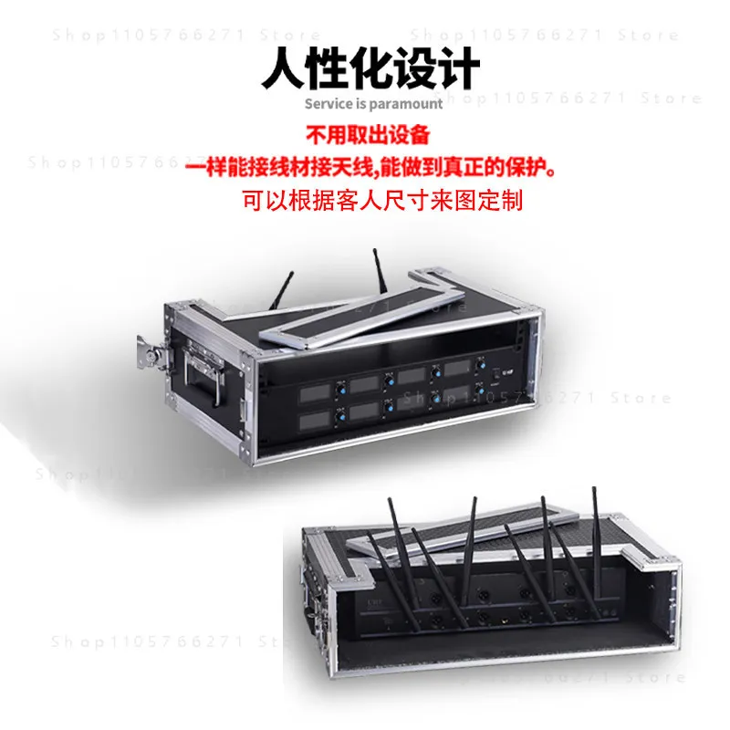 2U Aluminum Rack Case, Wireless Microphone Receiver Flight Case for Effects Processor, Audio Gear Storage Box