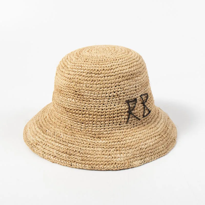 Luxury Desiger Brand Raffia Bucket Caps Women Summer Sun Straw Hats Handmade Foldable Beach Hat Holiiday Giifts