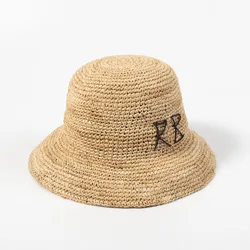 Luxury Desiger Brand Raffia Bucket Caps Women Summer Sun Straw Hats Handmade Foldable Beach Hat Holiiday Giifts