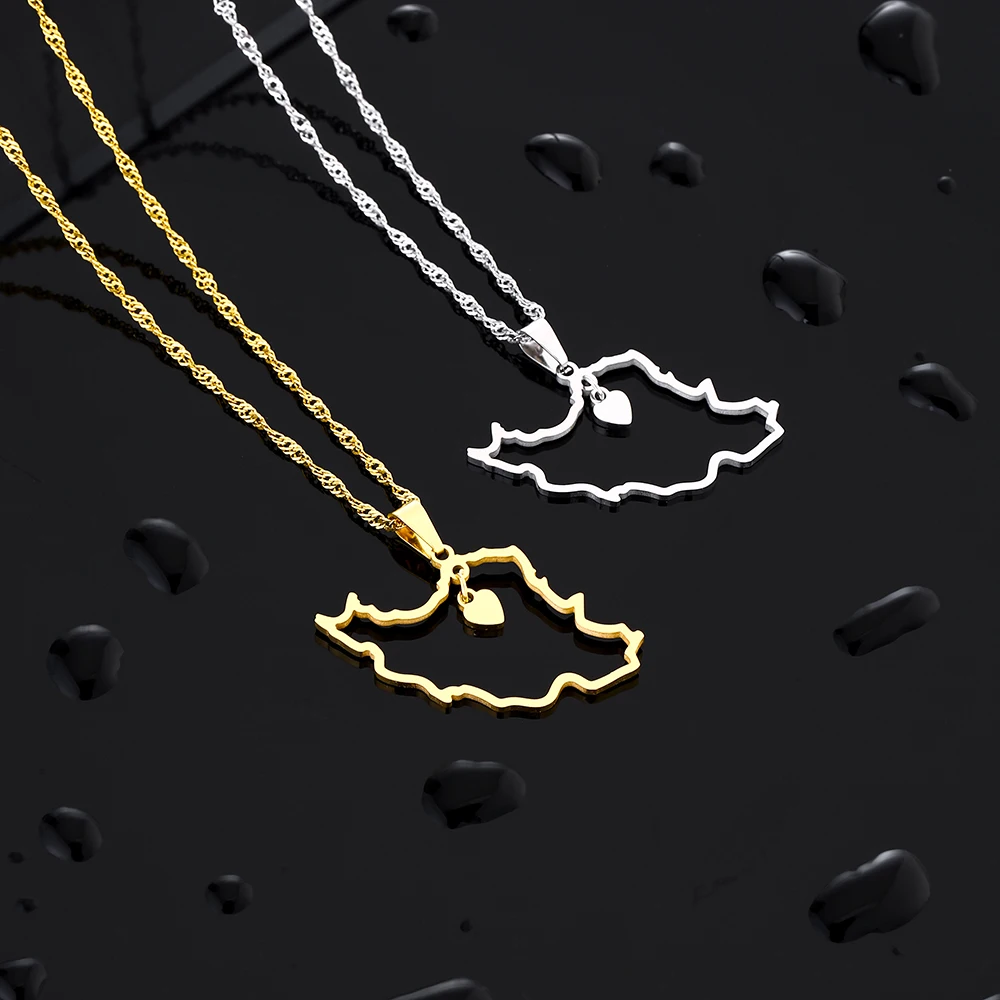 Mode Herz Iran Karte Anhänger Halskette Edelstahl Männer Frauen Schmuck Silber Farbe Gold Farbe Iranische Halsketten Geschenk – Detail 2