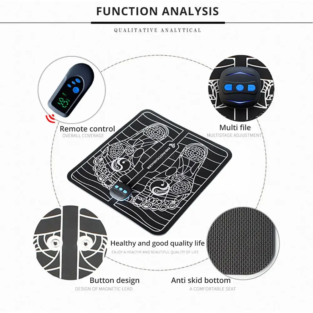 EMS Foot Massager Electric Intelligent Muscle Stimulation Pulse Acupuncture Therapy USB Charge Pain Relief Foot Massage Device