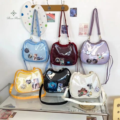 Y2K Sweet Cute Cat Ita Bag, bolsos cruzados populares japoneses, bolso de hombro uniforme JK, bolsos transparentes para niñas, bolsos para estudiantes