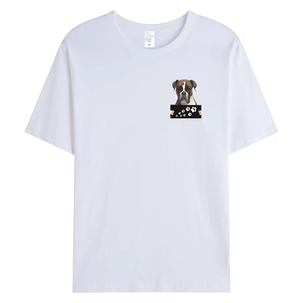 Unisex branco manga curta t-shirt, engraçado cão amantes impressão Tee, personalizado seu animal de estimação pessoal, Boxer cão impressão, Casual Streetwear