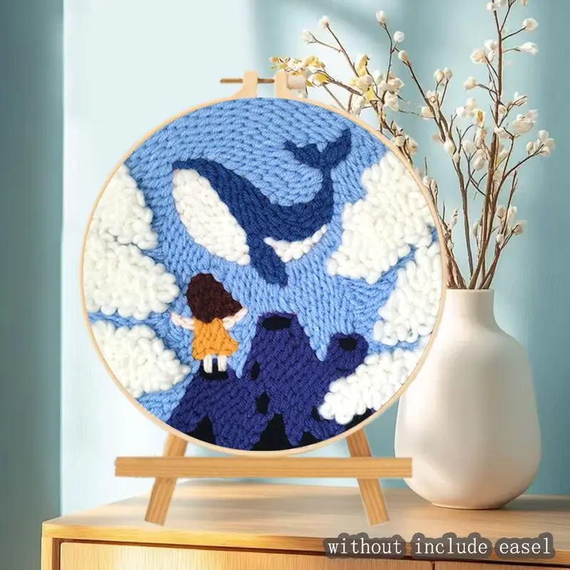 

Photocustom Whale Animal Embroidery Kit Punch Needle Pen Diy Needlework Needlecraft For Beginner Cross Stitch Artcraft Tools Hoo