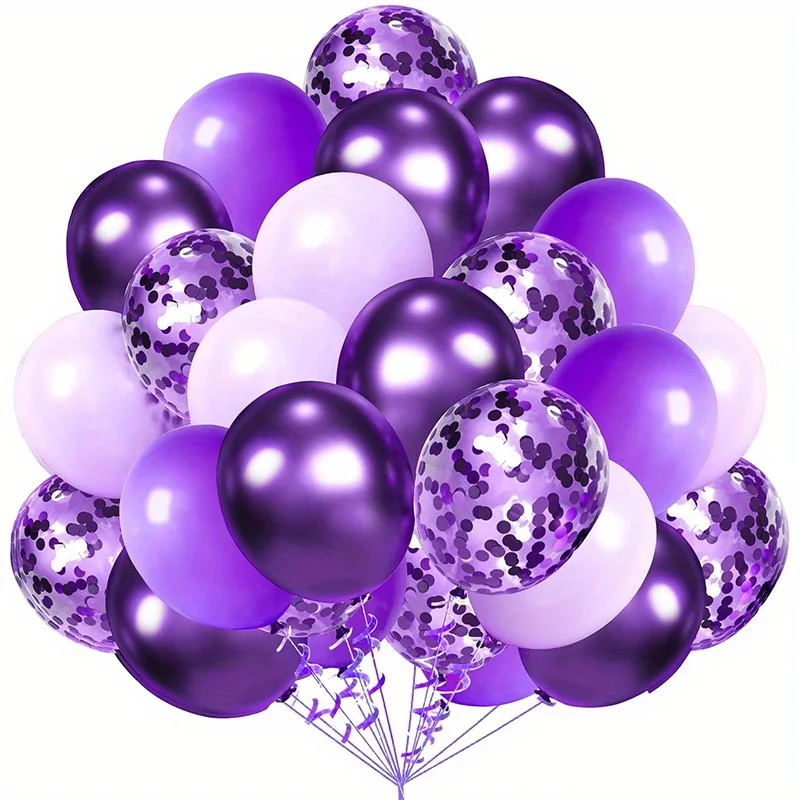 40 Stück Metallic-Luftballons, Perlmutt-Latexballons, lila Konfetti-Ballons für Geburtstage, Hochzeiten, Babypartys, Partydekorationen