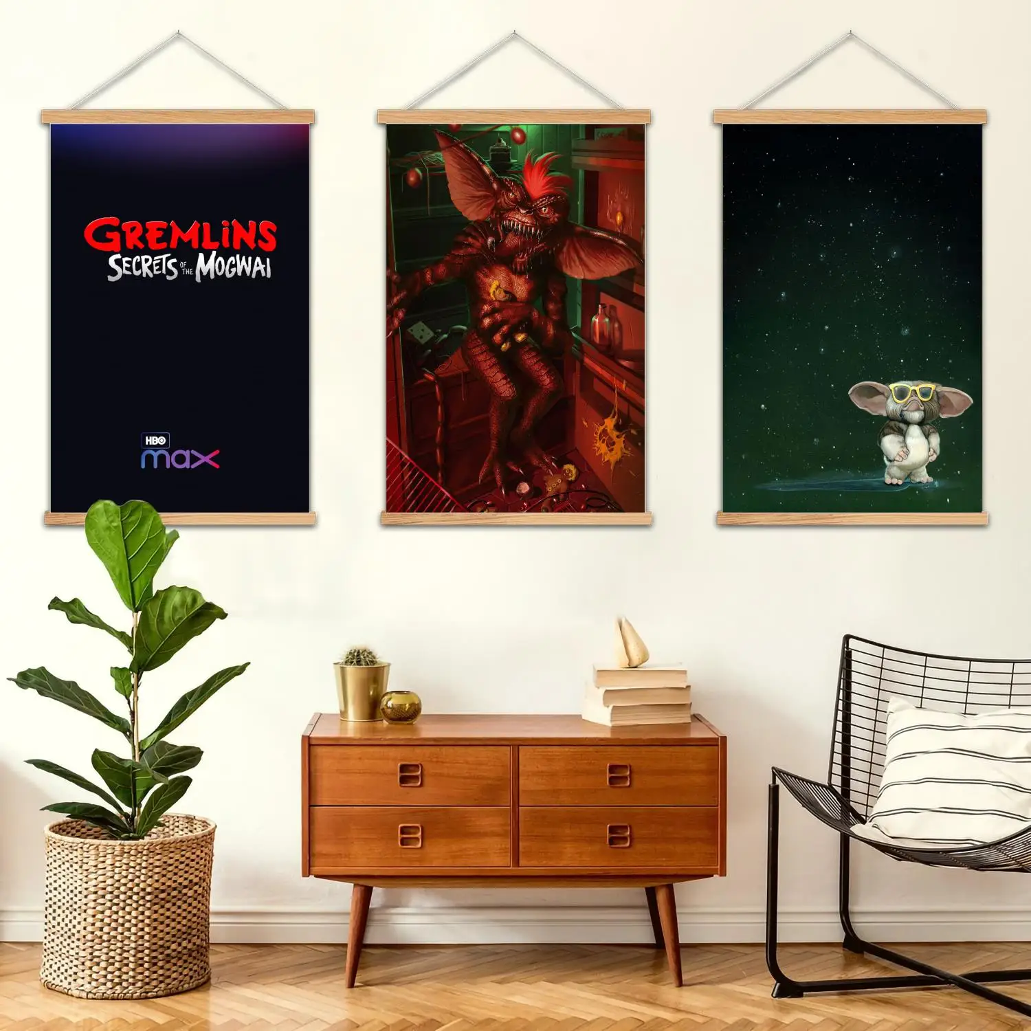 Mogwai Framed Wall Painting Canvas Art Poster, Wall Art  Modern Family Bedroom Decor Posters,Decorative painting