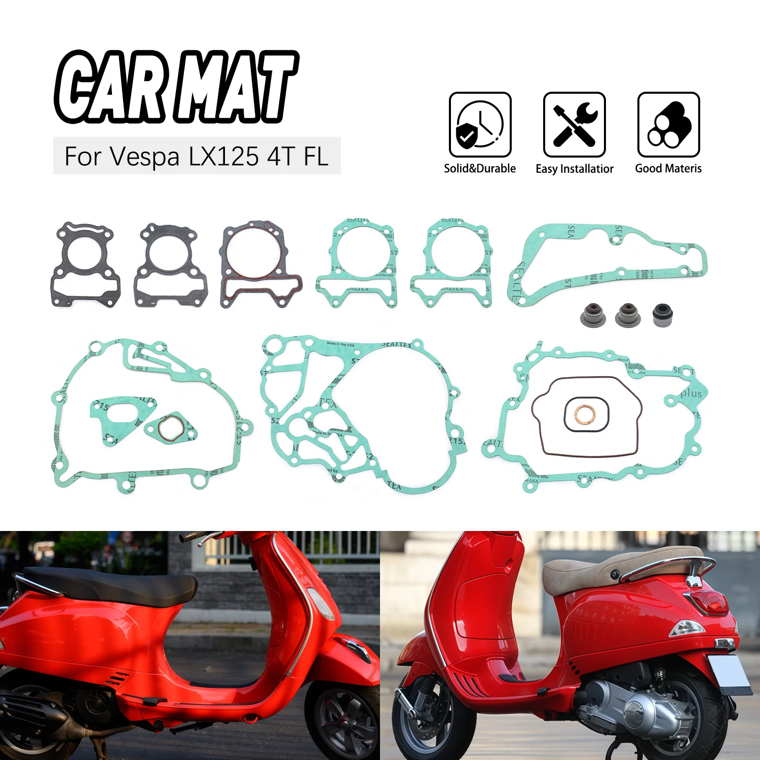 

Motorcycle Engines Crankcase Clutch Cover Cylinder Head Gasket Kit Set For Vespa LX125 4T FL 2012-2019 2020 2021 2022 2023 2024