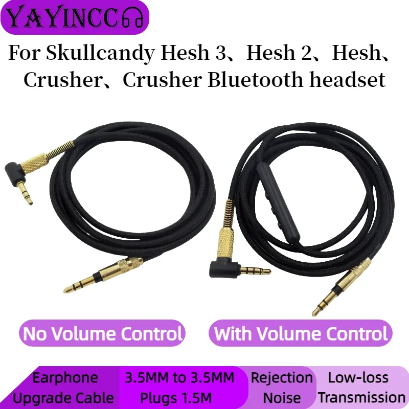 

YAYINCC Headphone 3.5MM Audio Cable with In-Line Mic Volume For Skullcandy Hesh3 Hesh2 Hesh Crusher Crusher Bluetooth headset ，