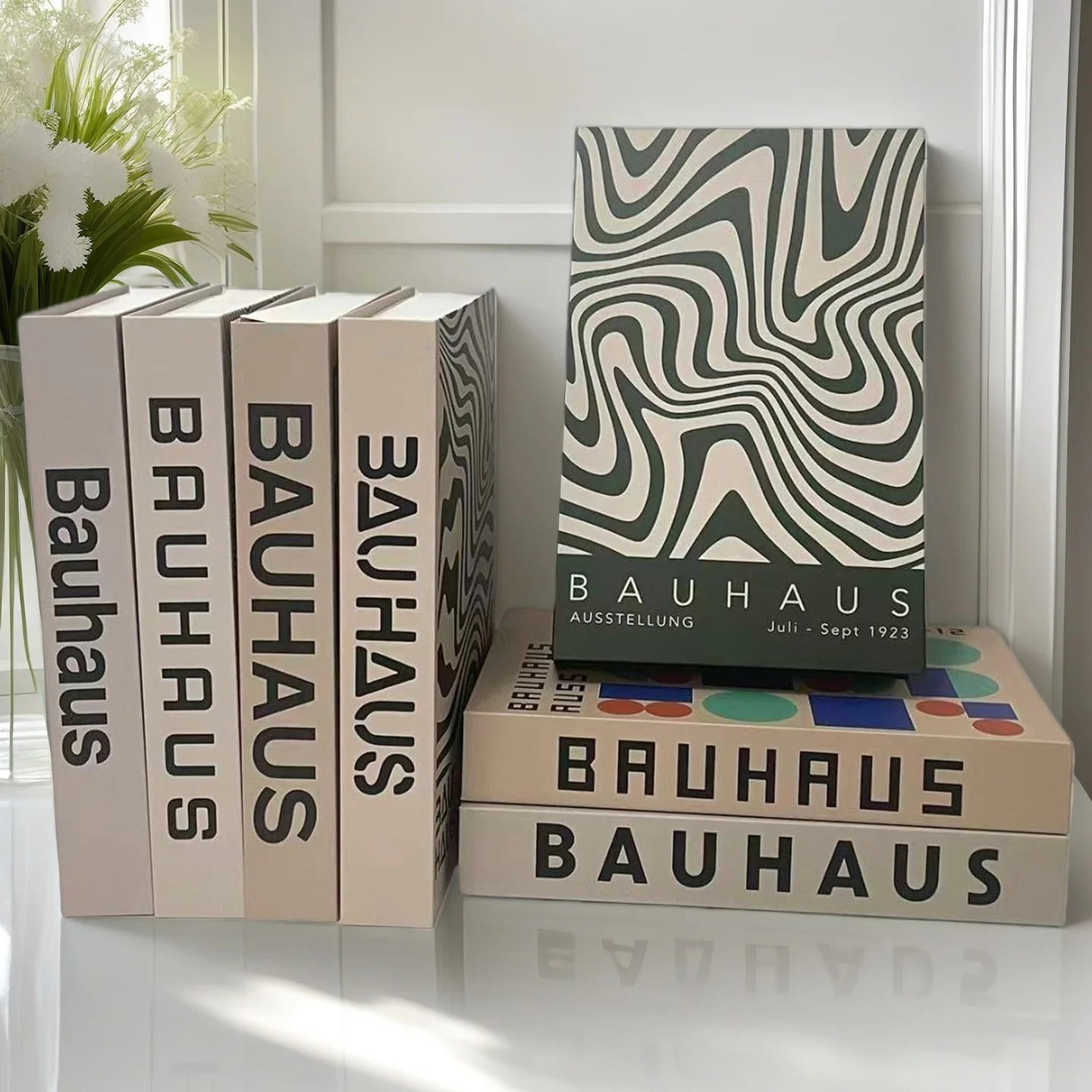 

Bauhaus Geometric Color Block Fake Book Storage Box Abstract Decorative Books Luxury Coffee Table Bedroom Ornament Home Decor