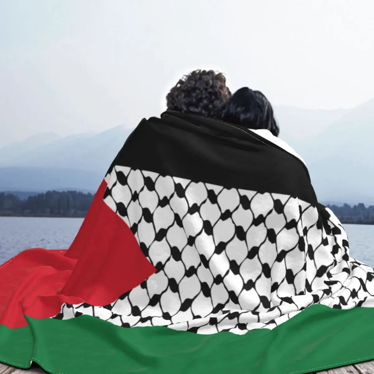 Palestine Flag Flannel Blanket Palestinian Hatta Kufiya Keffiyeh Pattern Throw Blanket for Bed Sofa Couch 125*100cm Quilt