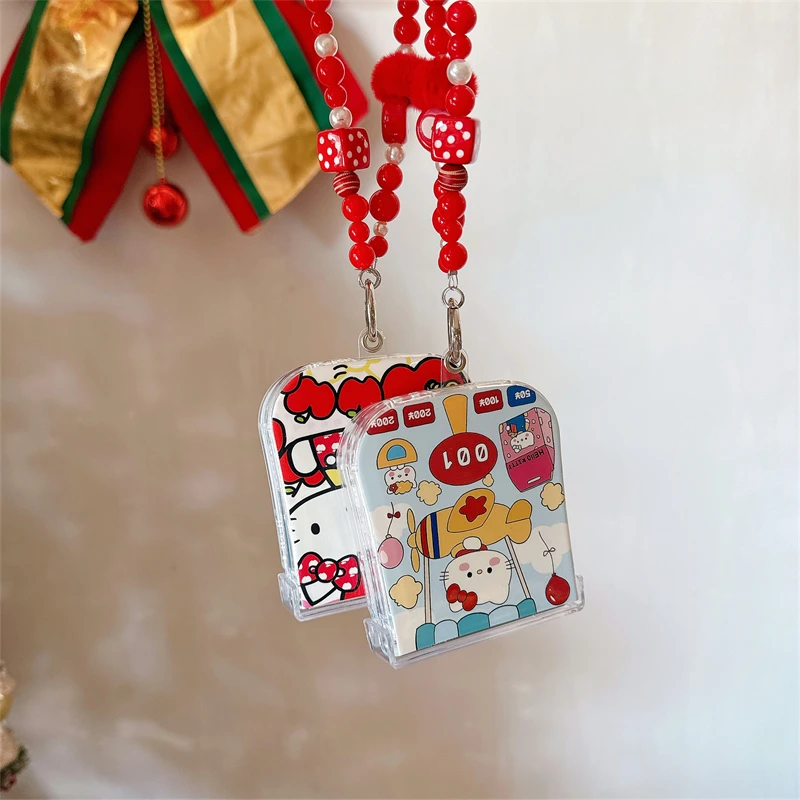 Kawaii Style That Girls Like Anti-drop Case Animation Sanrio For Hello kitty With Lanyard Samsung Galaxy For Z Flip7/6/5/4/3