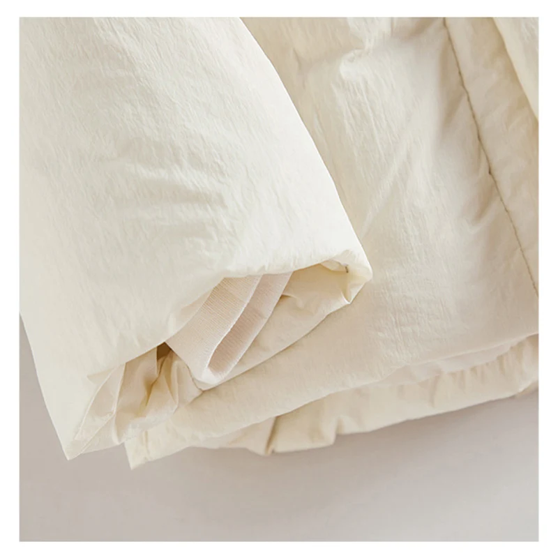 Schinteon Women White Duck Down Jacket Casual Loose Belt V-neck Collar Fashion Autumn Winter Outwear Korean Style Coat 2025 New