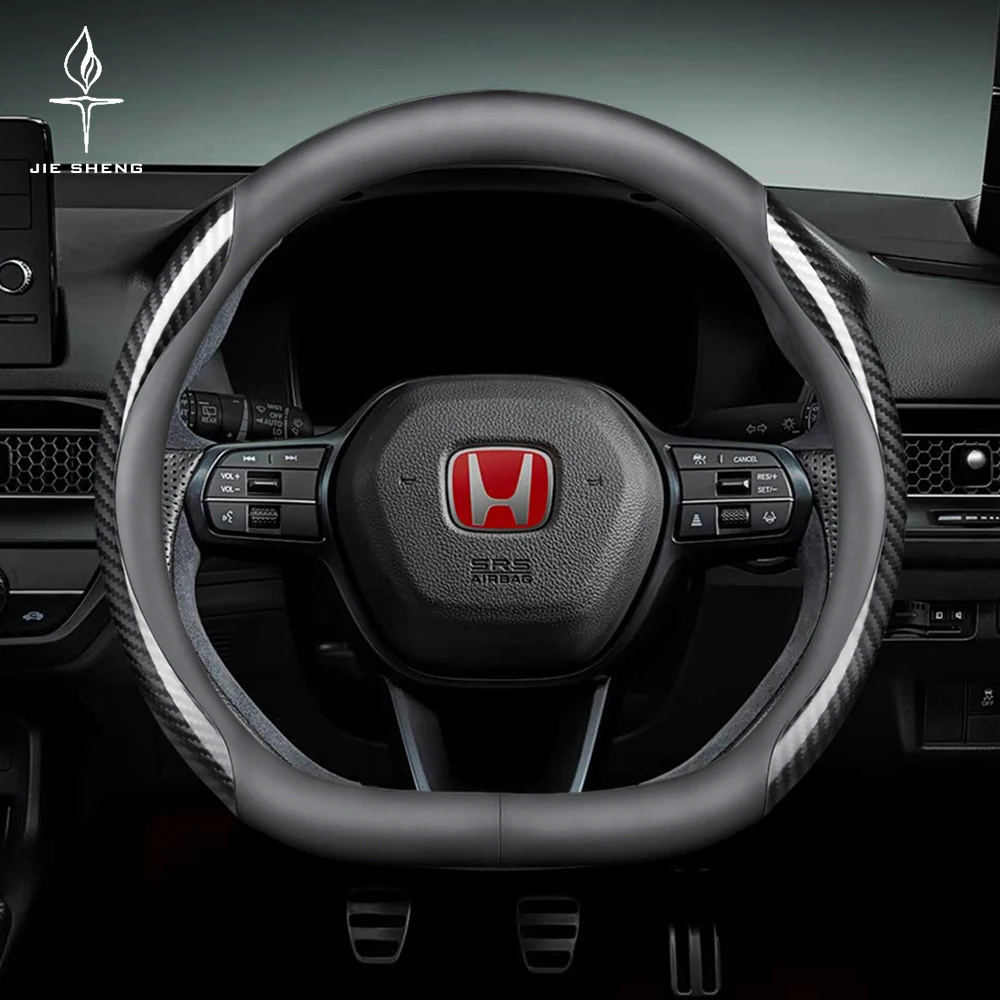 

Car Steering Wheel Cover For Honda Civic FIT Accord Prelude CRV Mugen CRZ CRX Jazz HRV Pilot Odyssey Elys Carbon Fiber Leather