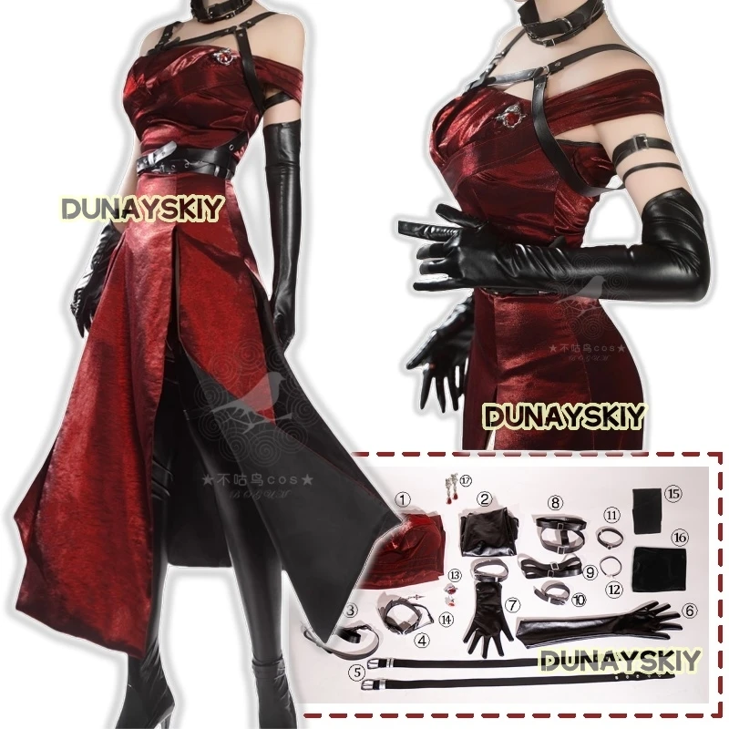 Love And Deepspace Heroines Cosplay Costume Red Dress Enchanting Veil Uniform Sylus Relentless Conqueror Halloween Party Women