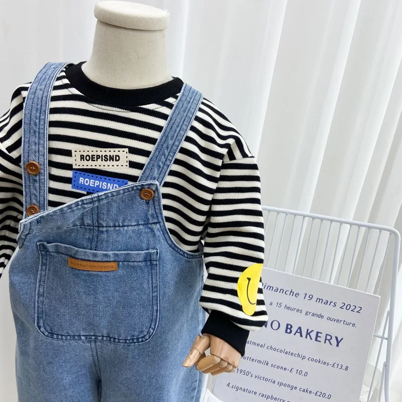 Boys Girls Loose Daily Dungarees Casual Long Pants Unisex Children Oversize Jumpsuit Denim Overalls Baby Clothes for Kids