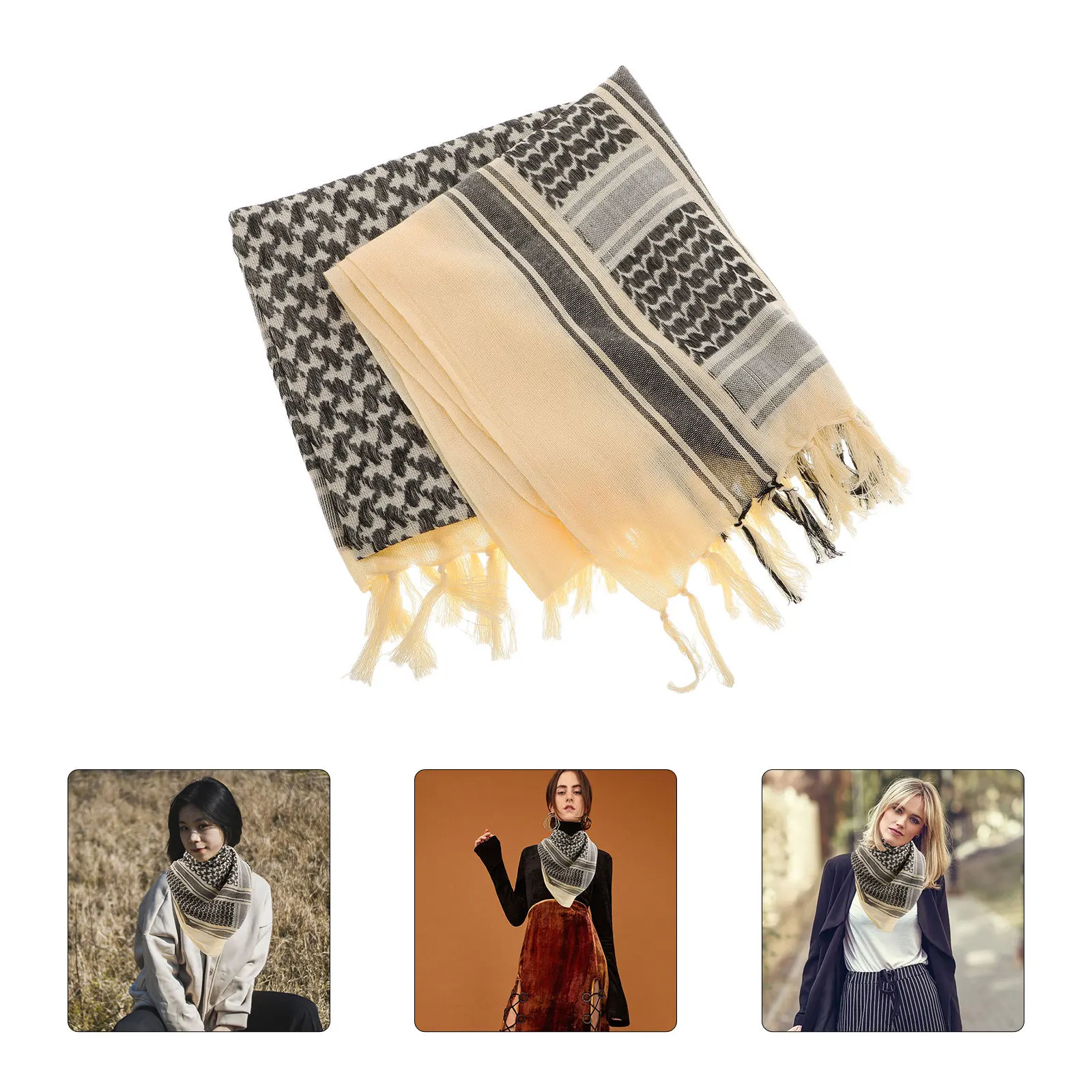 

1pc Thickened Scarf For Men Winter Warm Cotton Neck Gaiter Multi-Functional Arab Style Headwrap Outdoor