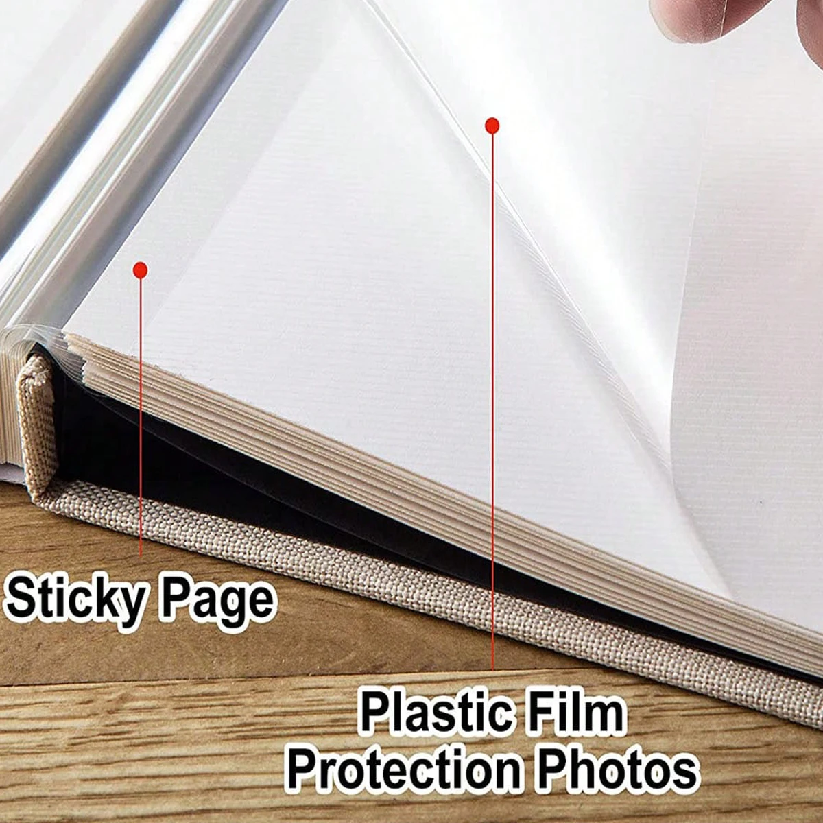 1 photo album self-adhesive scrapbook suitable for 2x3 4x6 photo album DIY linen cover album 15 pages 30 blank pages suitable