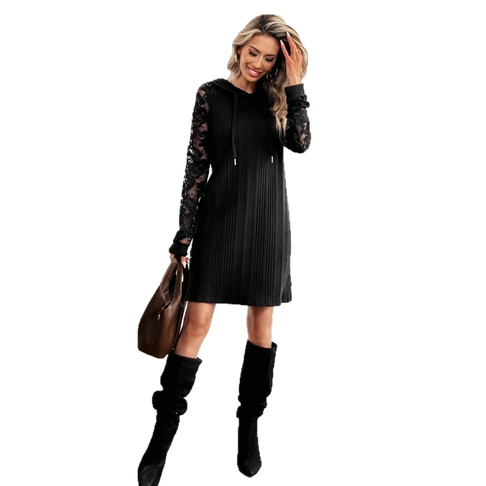 Women's Lace Hoodie Dress - usage example