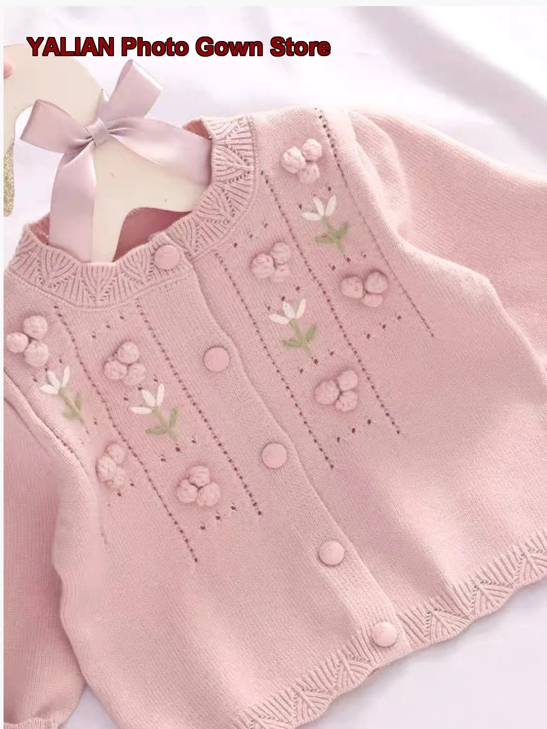 Girls Hollow Out Cardigan Three-Dimensional Flower Knit Top Infant Baby Girl Kids