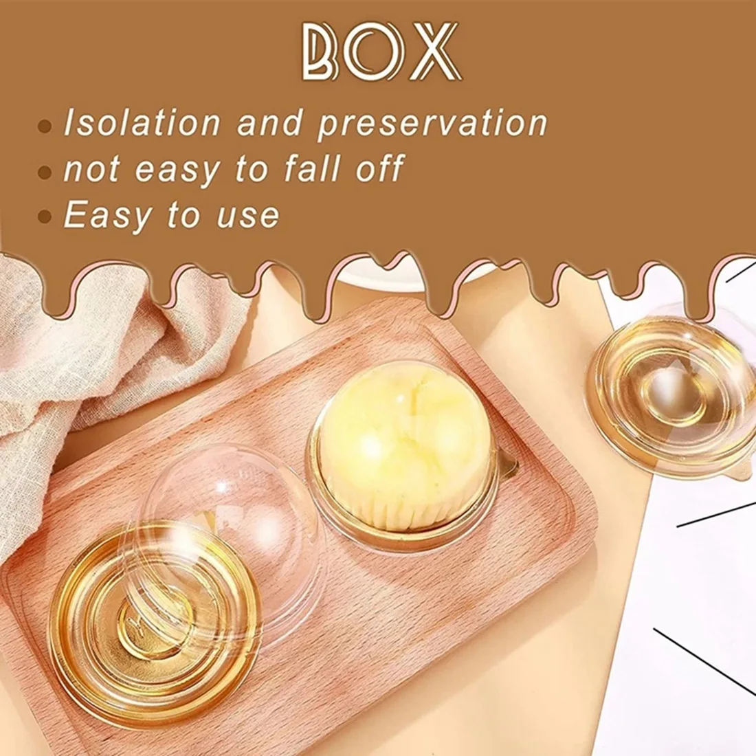 ABVJ-100Pcs Clear Plastic Mini Cupcake Boxes Muffin Pod Dome Muffin Cake Container Box Individual Cupcake Dessert Container
