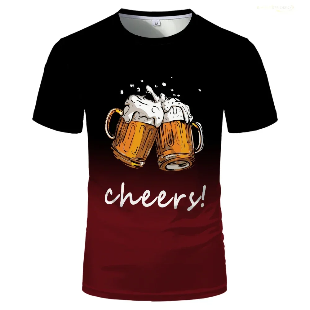 

Men's 3D Printed T-shirt, Wide, Neutral, Casual, Cool, Short-sleeved, 6XL, Fashionable, with Beer Toast Pattern