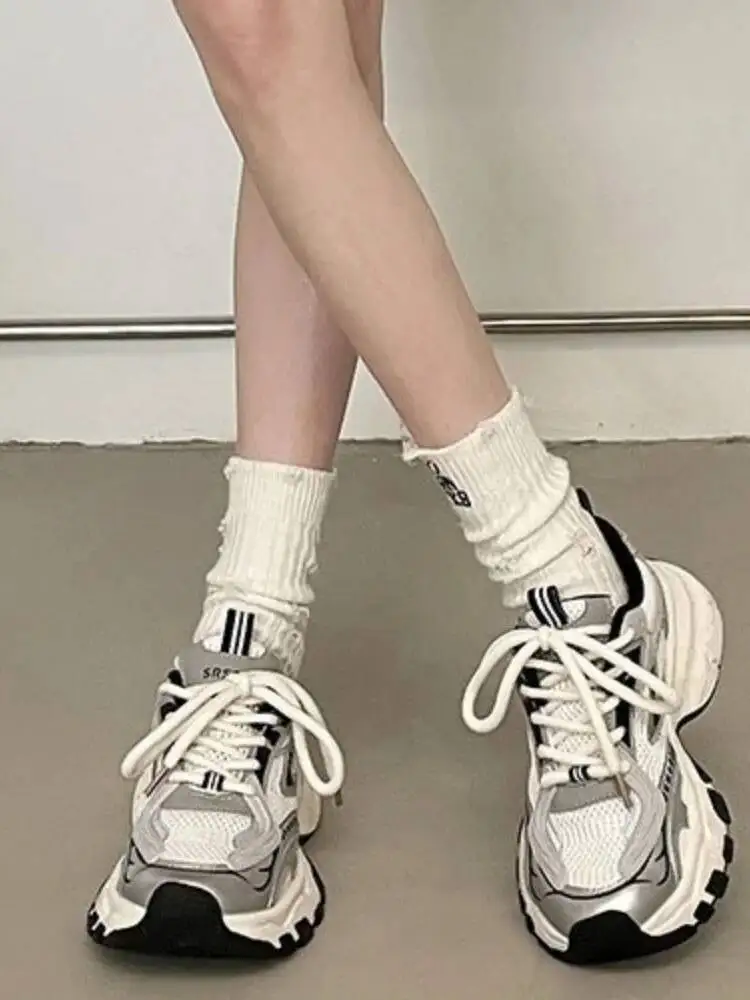 

Women Sports Shoes 2025 New Summer Women's Casual Sneakers Thick Soled Slimming Lightweight Mesh Height Increasing Shoes