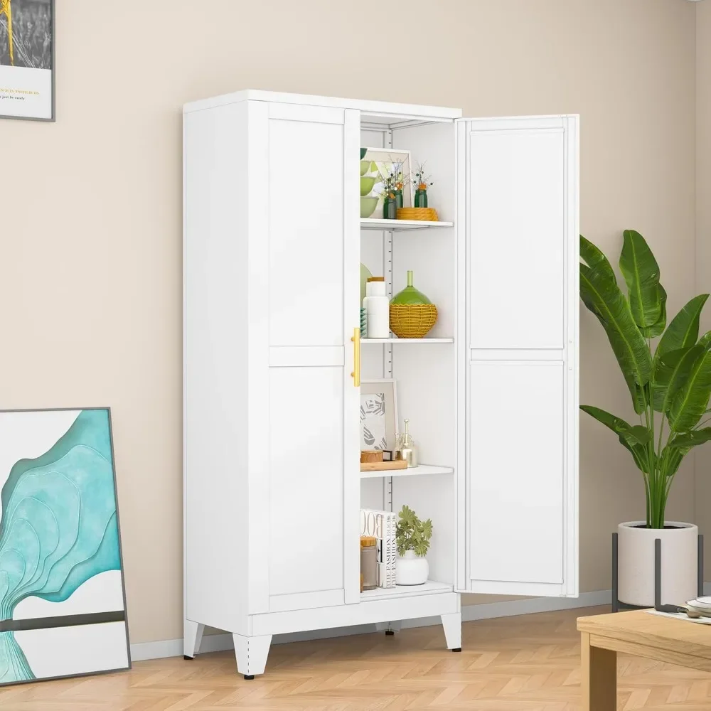 

Storage Cabinet, Kitchen Pantry Storage Cabinet with Doors and 3 Adjustable Shelves, for Office, Home, Garage, School