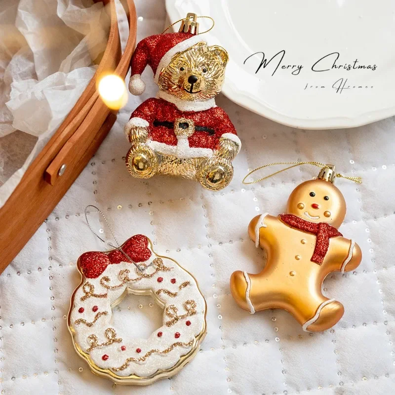 New Christmas Tree Decoration Pendant Creative Gift Package Bear Puppy Gingerbread Man Pendant Three-dimensional Pendant