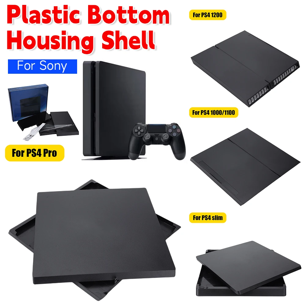 プラスチック製フロントボトムシェル-プラスチック製ブラック交換用アッパーボトムカバーハウジングケース-ps4-1200-ps4-slim-ps4-pro用
