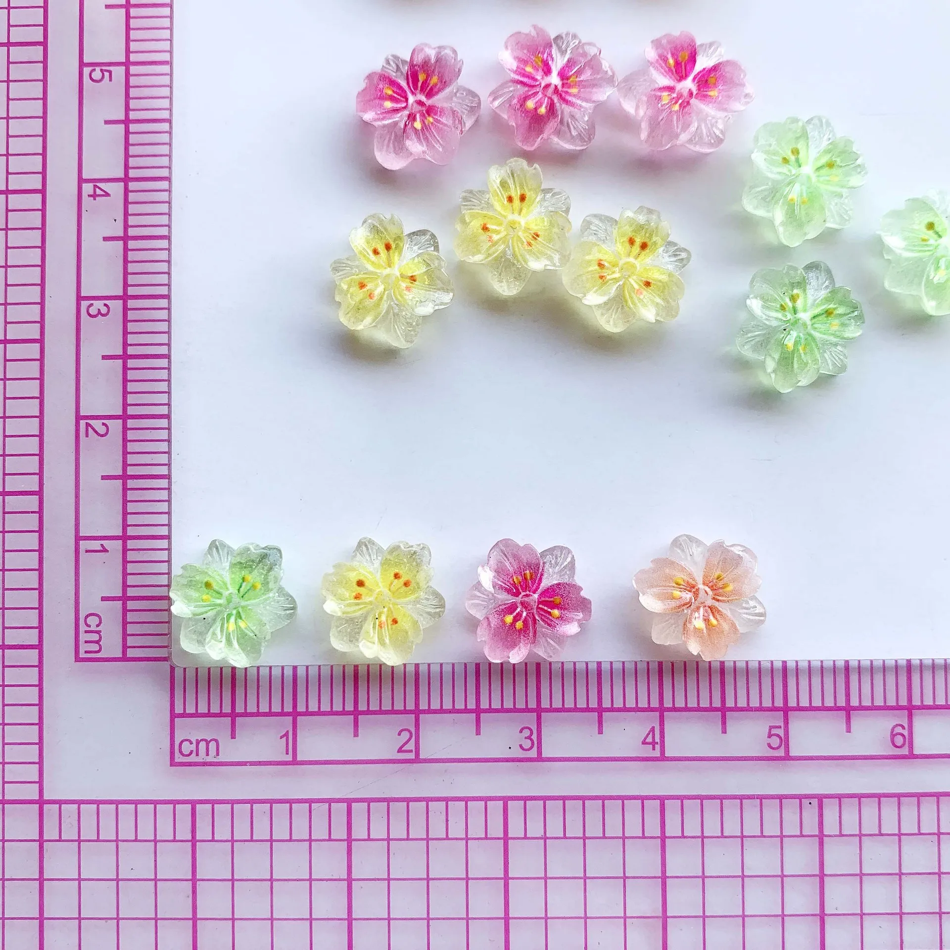 50Pcs New Mixed Nail Art Resin Little Colorful Sakura Designer Charms Rhinestones DIY Craft For Nail 3D Decorations