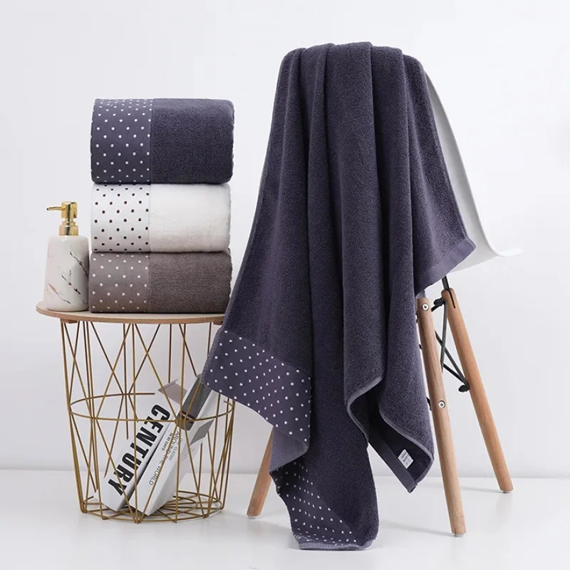 Grey Cotton Dots Large Bath Towel 70x140cm for Adults Beach Towel Absorbent Yoga Shower Towel Bathroom Wholesale Christmas Gift