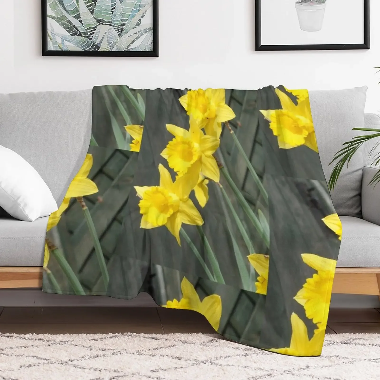 Yellow Daffodils Throw Blanket Decorative Throw Shaggy Soft Beds Blankets